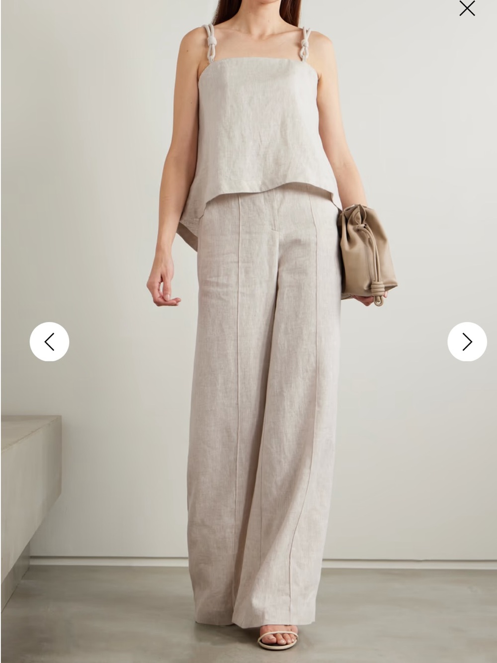 NWT Andrea Otalora Encontrate Wide-Leg Linen Pants in Light Beige